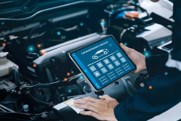 Graphic illustrating auto insurance comparison on a digital device.